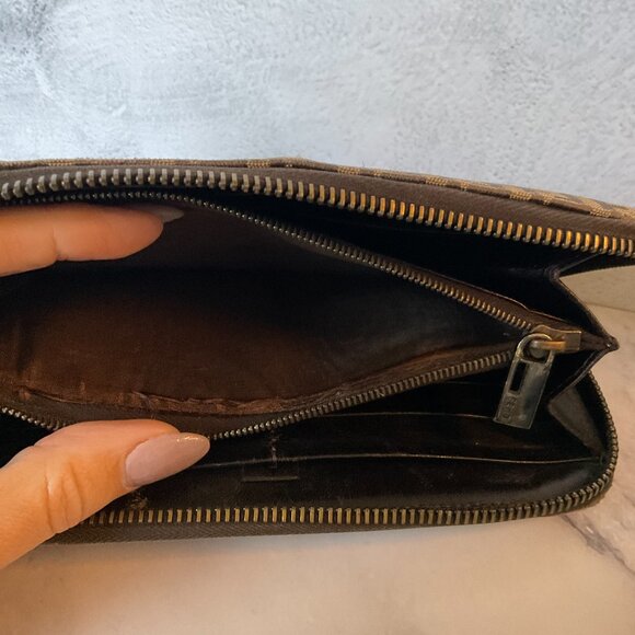 Fendi Zucca Brown Tan Zip Around Long Wallet - Picture 5 of 12